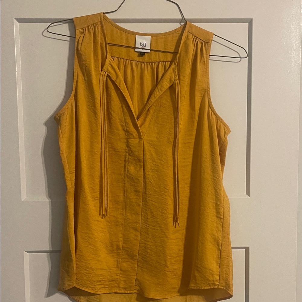 CAbi Yellow Sleeveless V-Neck Tie Front Camisole